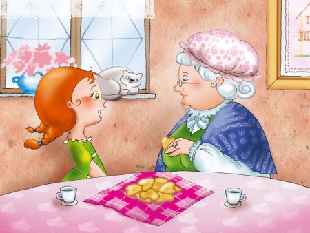 Бабушка и внучка рисунок