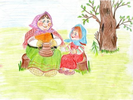 Девочка с бабушкой рисунок