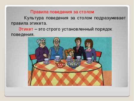Культура поведения за столом