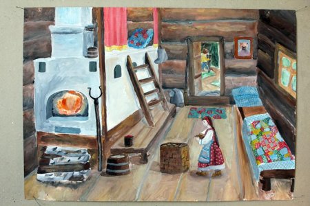 Рисование русской избы