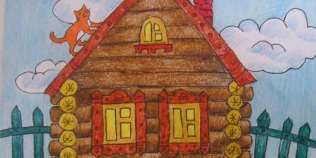 Рисунок русской избы внутри