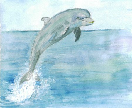 Морской пейзаж цветными карандашами