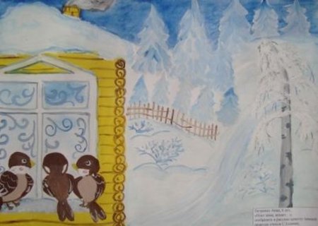 Иллюстрация к стихотворению Есенина поет зима аукает