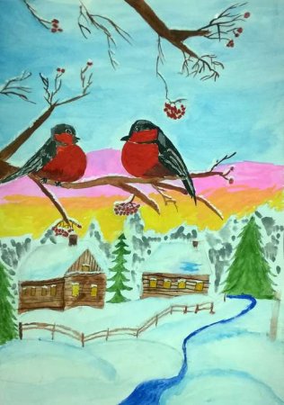 Рисунок зима аукает