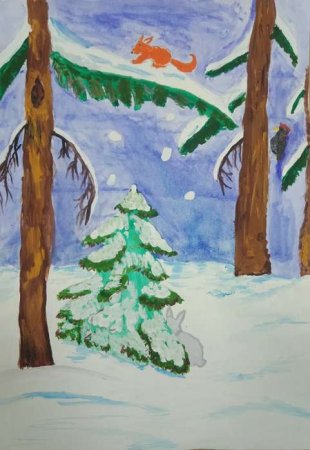 Рисунок зима аукает