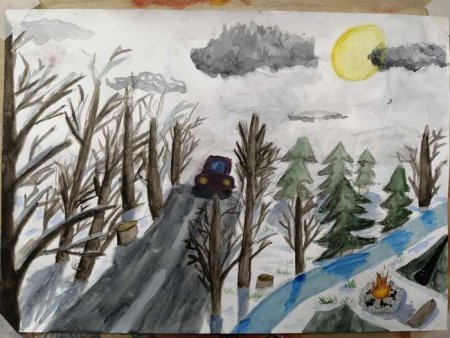 Рисунок поёт зима аукает для 5 класса