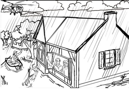 Наводнение раскраска для детей