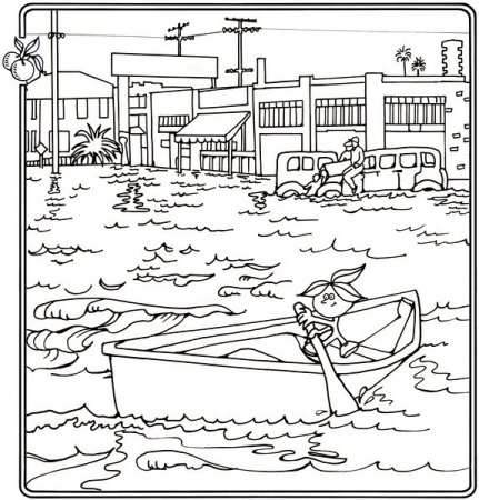 Наводнение раскраска для детей