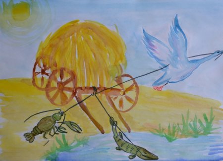 Рисунок лебедь Рагда и щука