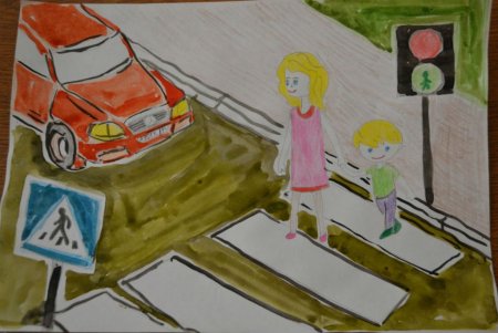 Рисунок ПДД красками