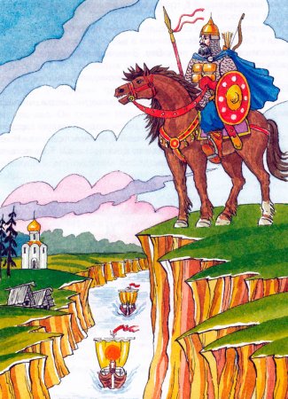 Русская Былина «Илья Муромец». Гуашь.