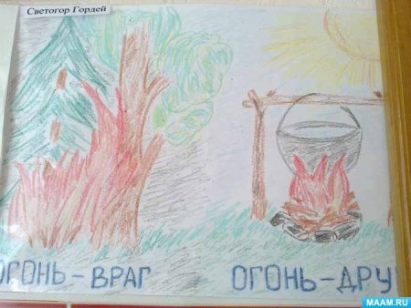 Рисование огонь старшая группа