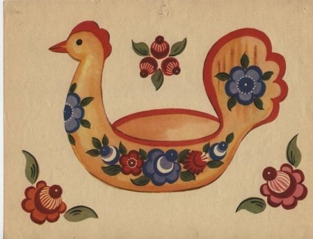 Городецкий ковшик роспись