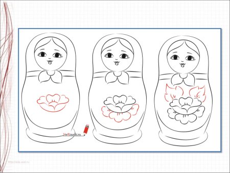 Контур матрешки для рисования