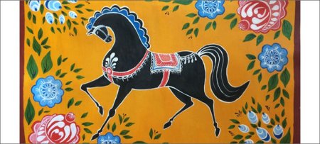 Городетская роспись конь