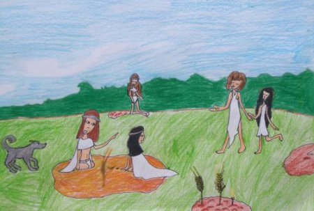 Древние люди детские рисунки