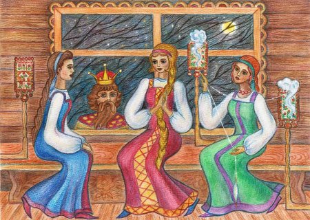 Детские рисунки к сказке о царе салтане