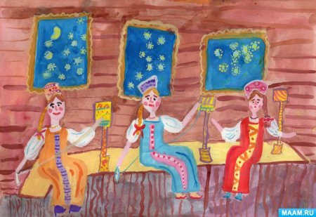 Три девицы под окном рисунок