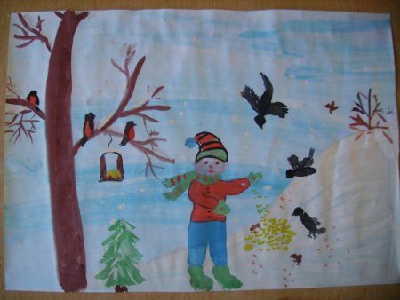 Плакаттпоеормите птиц зимой