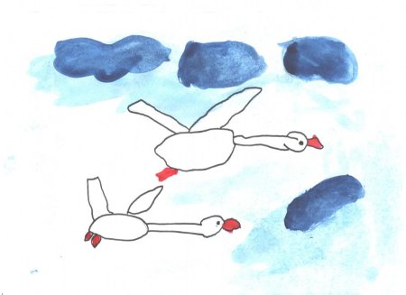 Рисование для детей птицы улетают на Юг