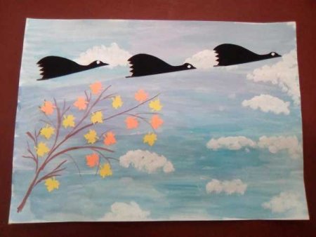 Аппликация птицы улетают на Юг