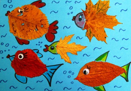Аппликация из листьев на тему осенний лес