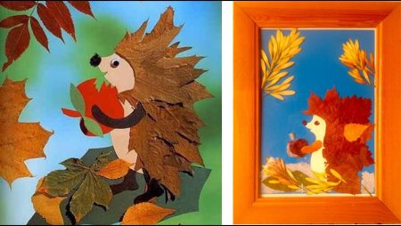 Картина Ежик из природного материала