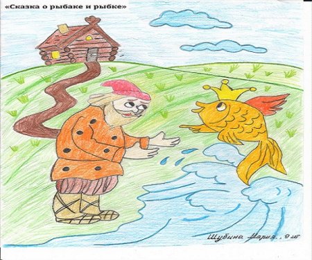 Рисунок к сказке о рыбаке и рыбке 2 класс