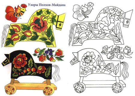 Волховмайданская роспись конь