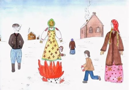 Масленица рисунок карандашом