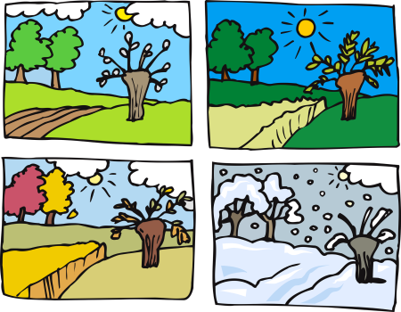 Рисунок четыре времени года на одном листе