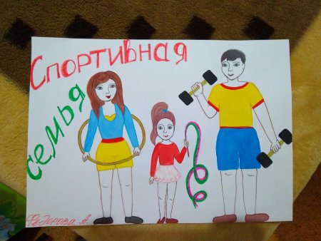 Мама папа я спортивная семья рисунок