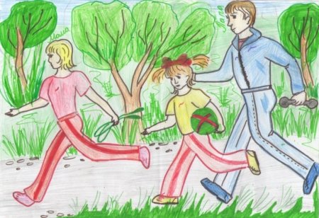 Рисунок на тему мама папа я спортивная семья