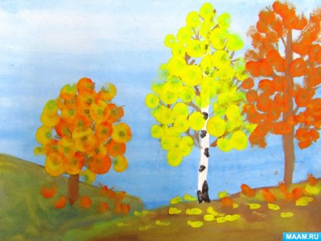 Рисование в подготовительной группе Золотая осень Комарова