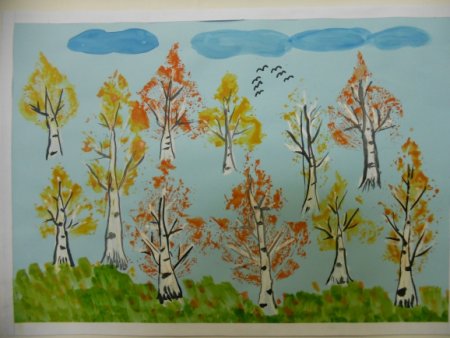Рисование осенний лес подготовительная группа