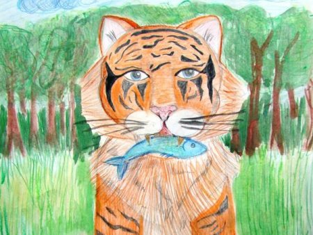 Тигр рисунок детский