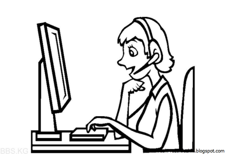 Человек с компьютером иллюстрация