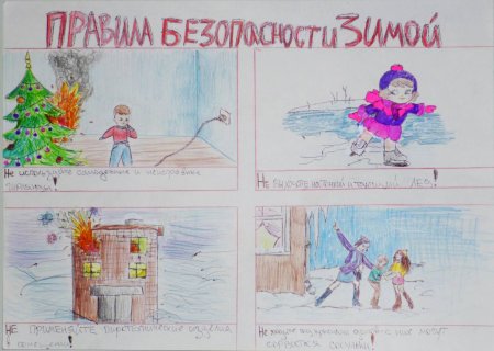 Рисование на тему безопасность зимой
