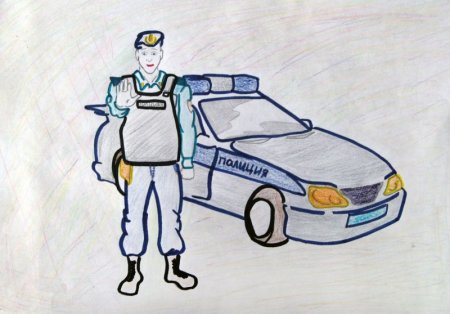 Детский рисунок полицейского