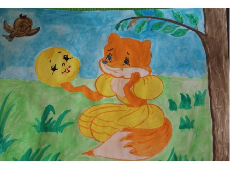 Колобок цветными карандашами