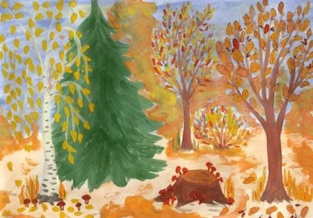 Рисование осенний лес