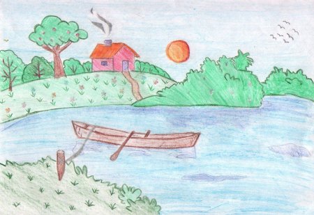 Пейзаж детский рисунок
