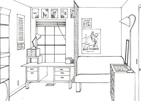 Раскраска интерьер детской комнаты