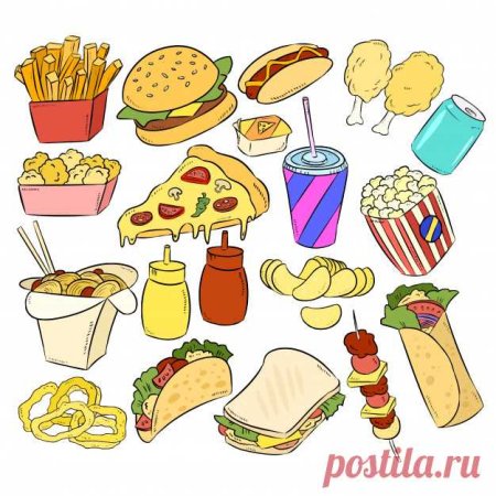 Фаст фуд для рисования наклеек