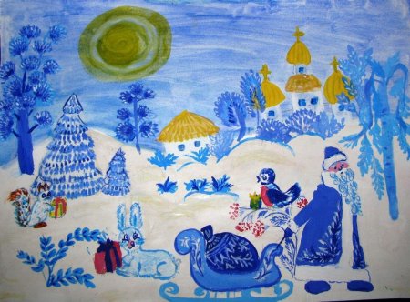 Зимний пейзаж рисунок