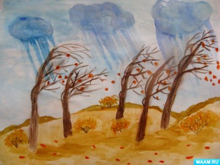 Рисование поздняя осень в подготовительной группе