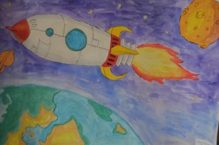 Детский рисунок на тему космос