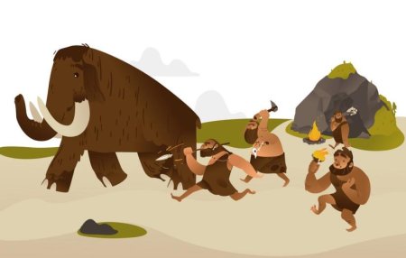 Раскраска охота на мамонта