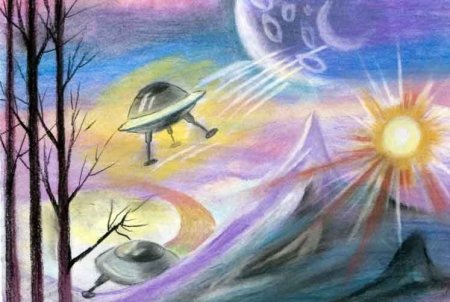 Фантастический пейзаж для детей легко