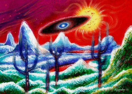 Фантастические пейзажи гуашью